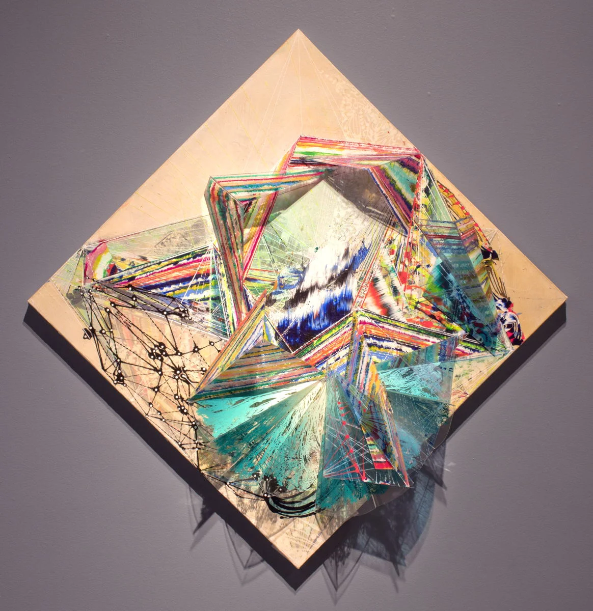   Contain Me , 2013 Acrylic &amp; glassine on canvas 30"x30" 