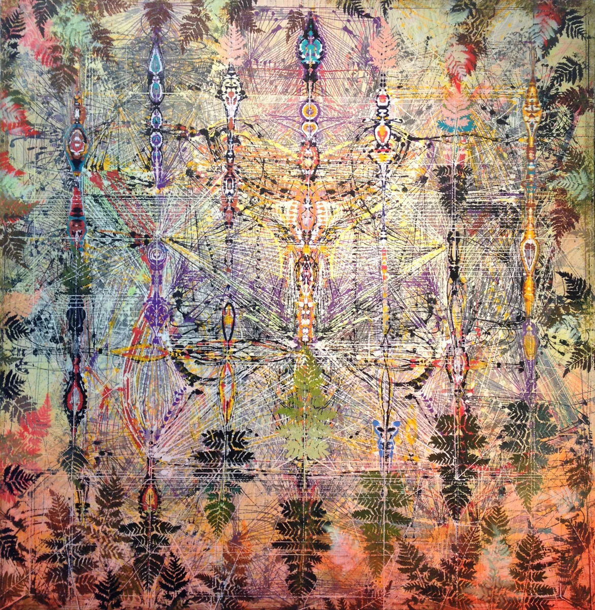   Requiem , 2013 Acrylic &amp; glassine on canvas 42"x42" 