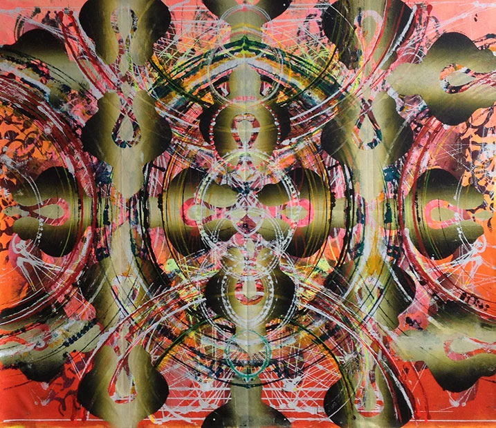   Force on Nature , 2013 Acrylic &amp; glassine on canvas 76"x83" 