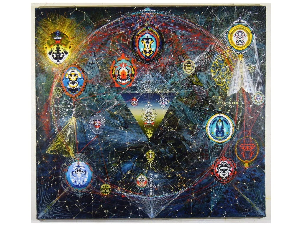   Ex-Voto,  2010 Acrylic &amp; glassine on canvas76"x77" 