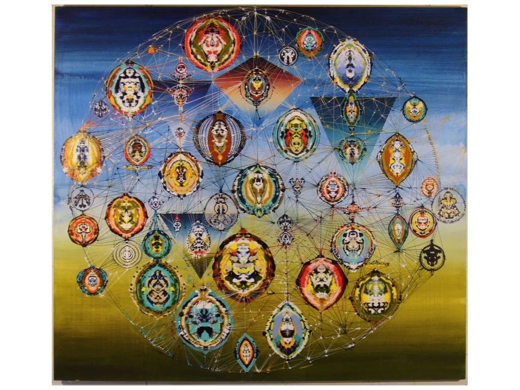   Arbol de Santos , 2010 Acrylic &amp; glassine on canvas 76"x77"    