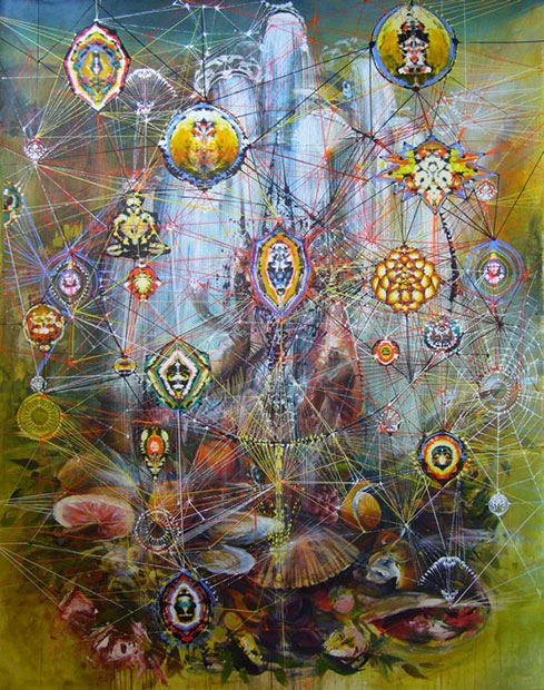   Body and Soul , 2011 Acrylic &amp; glassine on canvas 86"x63" 