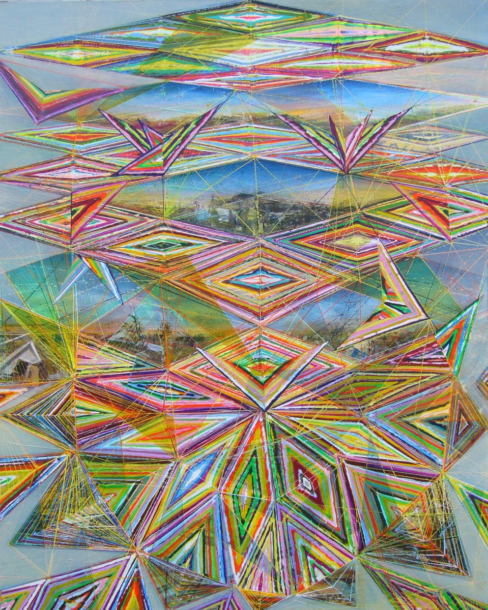   Joplin , 2013 Acrylic and glassine on canvas, 87"x62" 