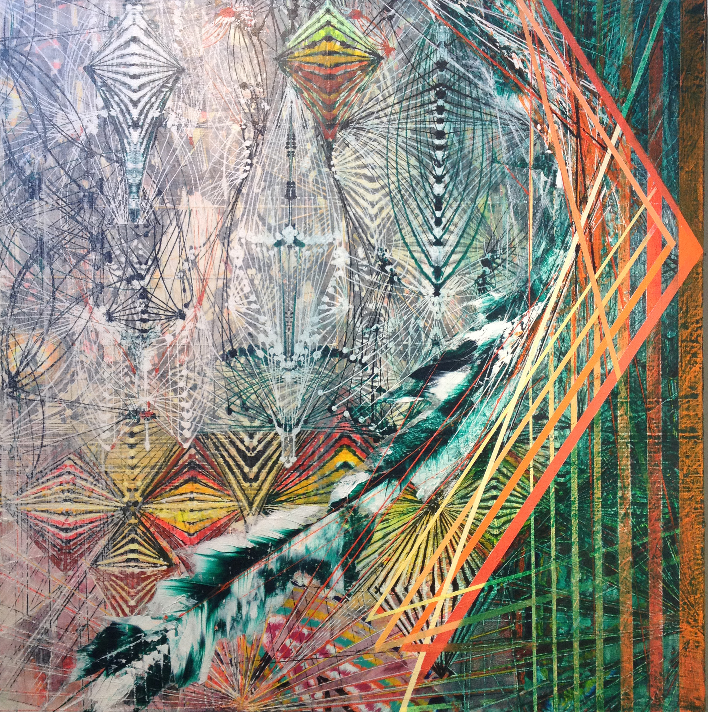 Acrylic and glassine on canvas, 30"x30"