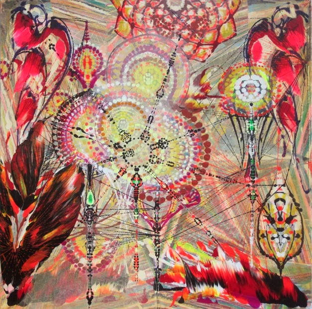   CB,  2011 Acrylic &amp; glassine on canvas 42"x42" 