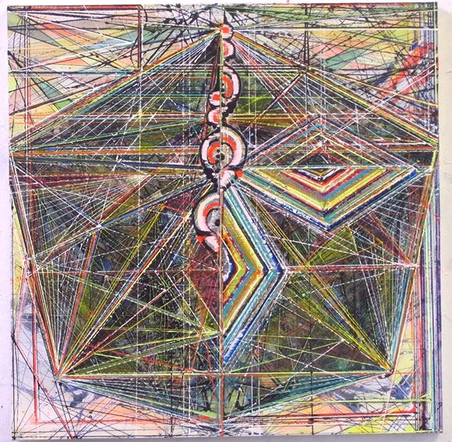  Acrylic &amp; glassine on canvas 30"x30" 