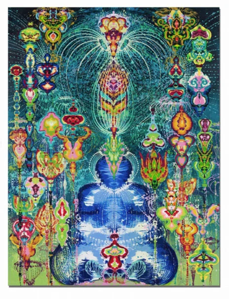 Opium Prism Acrylic and glassine on canvas 76"x 60"