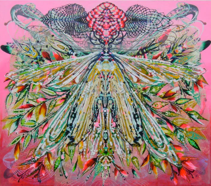 Ecydesis Acrylic and glassine on canvas 72"x72"
