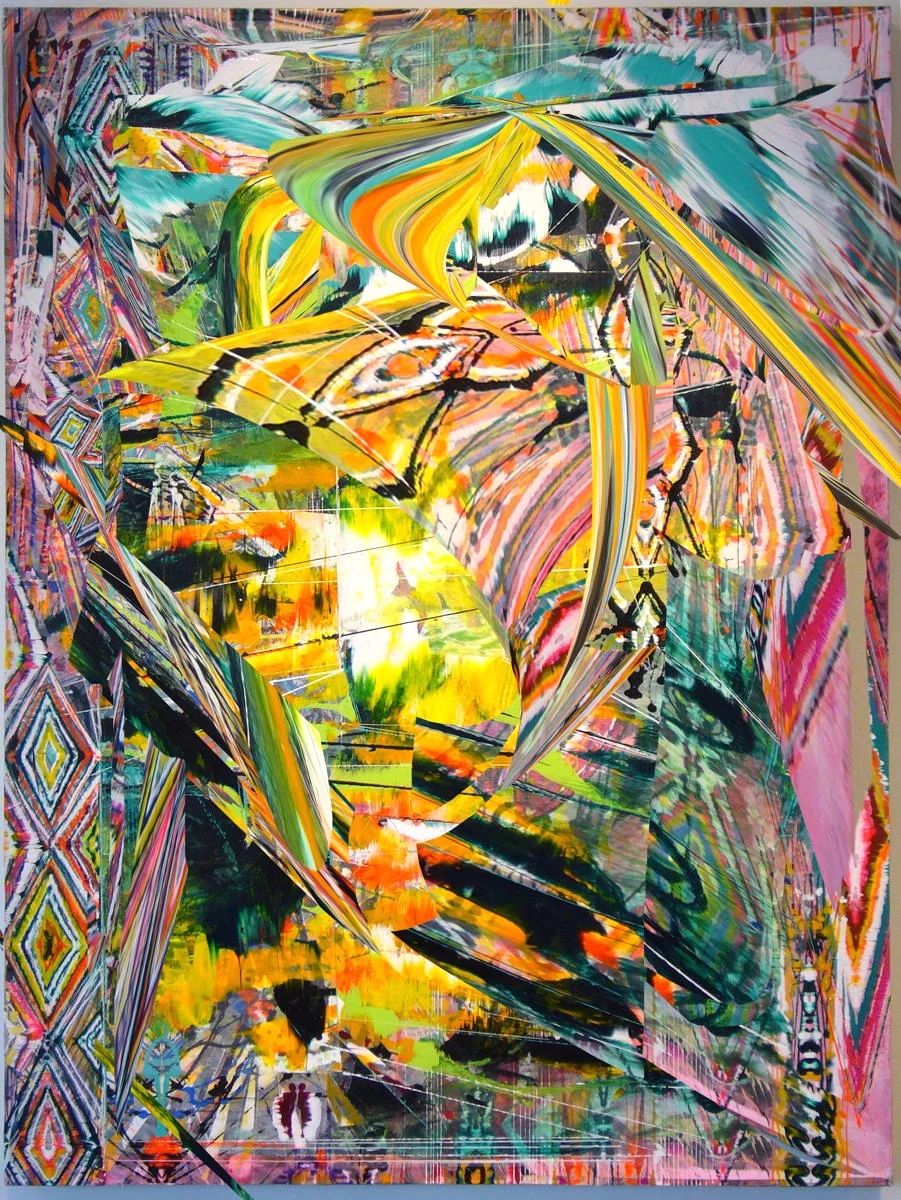  Acrylic &amp; glassine on canvas 42"x30" 