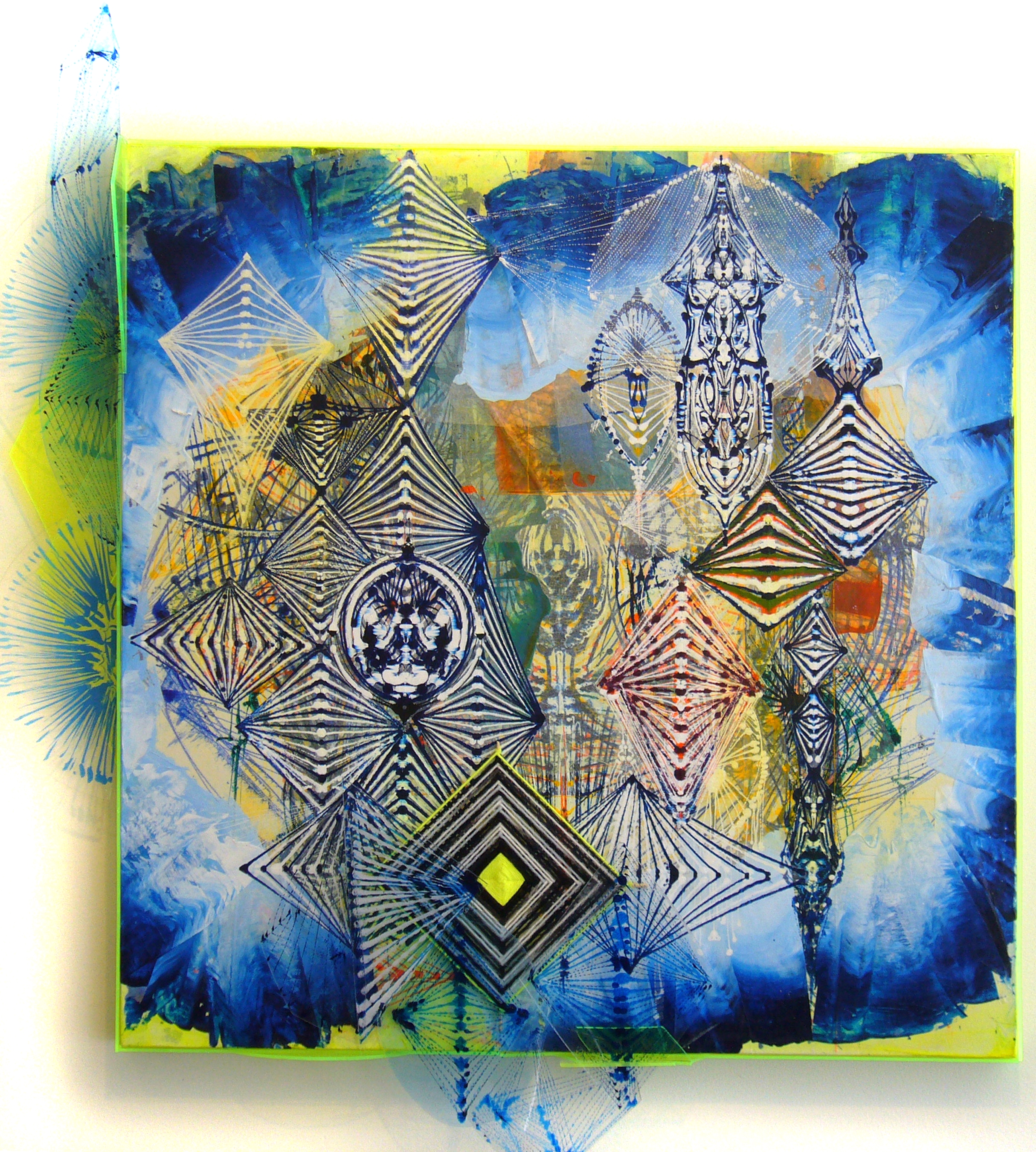 Watermark , 2010 Acrylic, glassine, plexi and cotton on canvas, 34"x38"