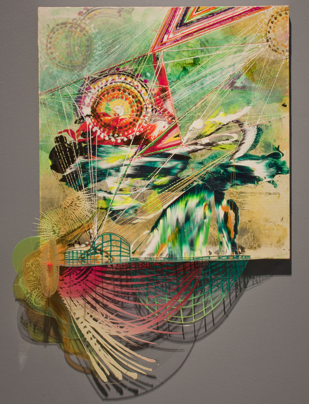 My Private Weather, 2011 Acrylic, glassine, plexi on canvas 35"x27"