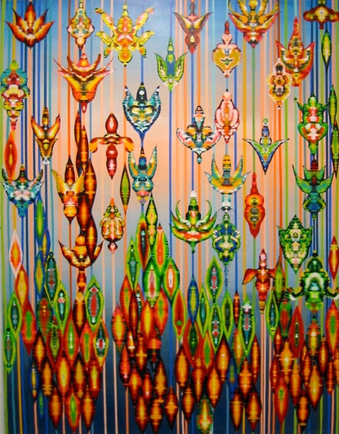 Military Cadence Acrylic and glassine on canvas 72"x54"