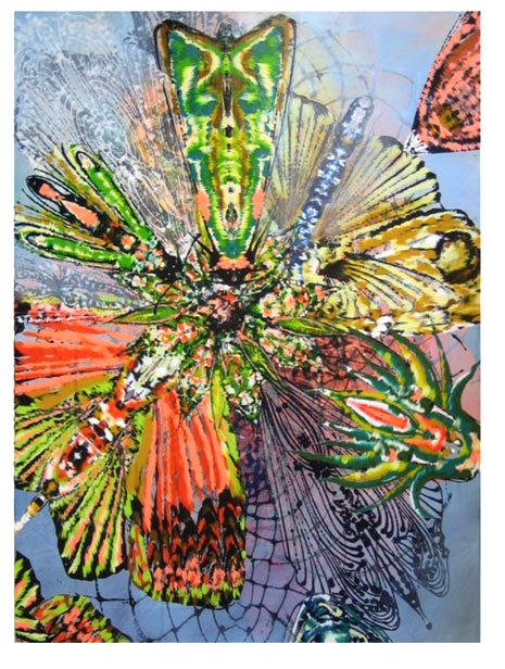 Feast, 2008 Acrylic and glassine on canvas 48"x36"