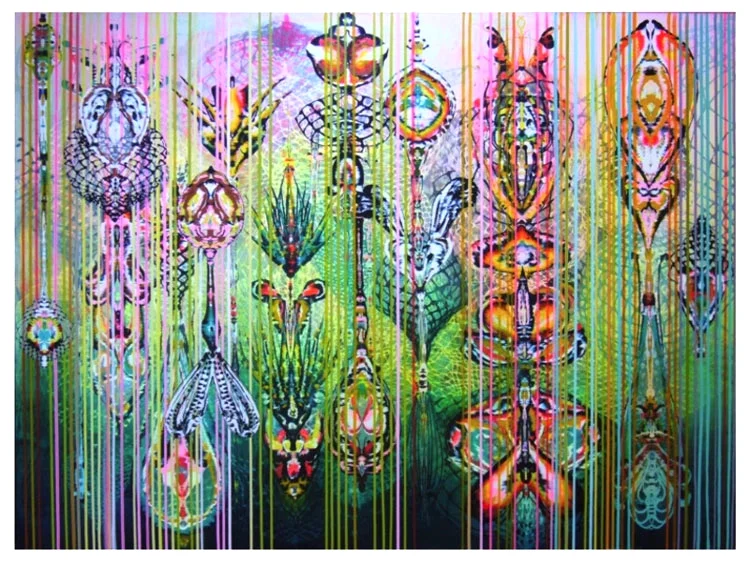Hybrid Garden 2008 Acrylic and glassine on canvas, 72"x89"