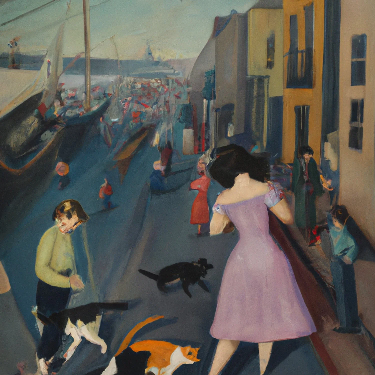 DALL·E 2022-12-07 23.18.44 - 1930s painting, busy city street, cats instead of people.jpg