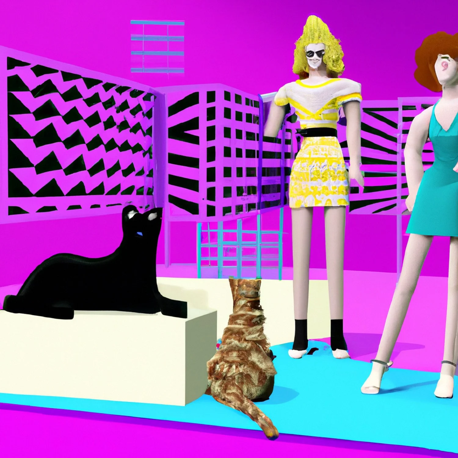 DALL·E 2022-12-10 02.31.08 - 3d, patrick nagel, fashion cats, memphis style, diorama.jpg