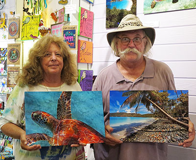 Dean and John display their popular metal prints at SugarBirds.