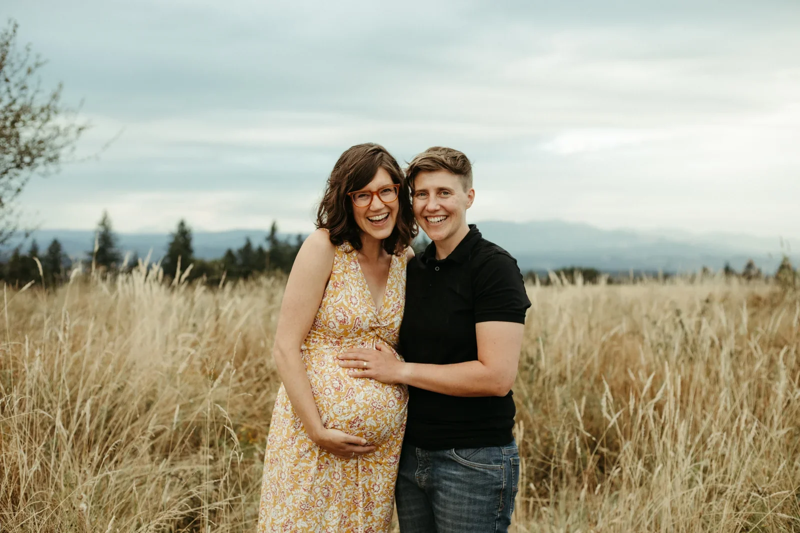 pregnant couple in nature during birth photography session