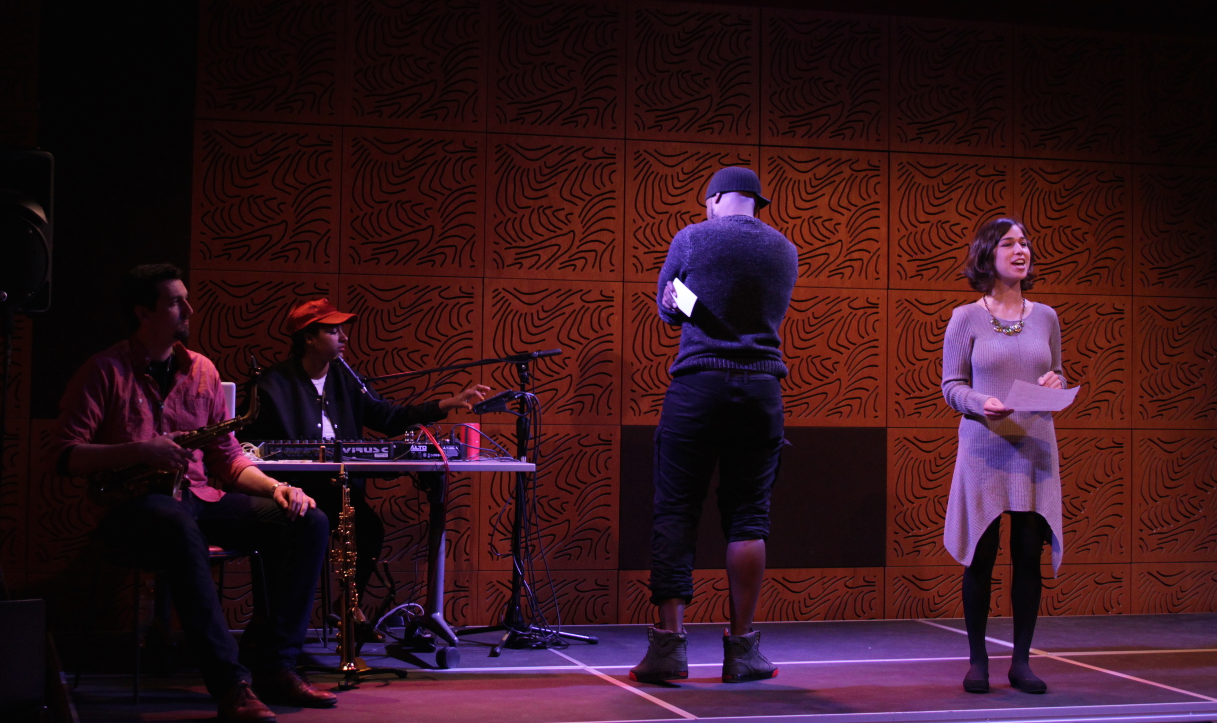 Performers (from left to right) Josh Marcus, Taja Cheek, DK Wright, and Xandra Clark. Photo: Olivia Lloyd.