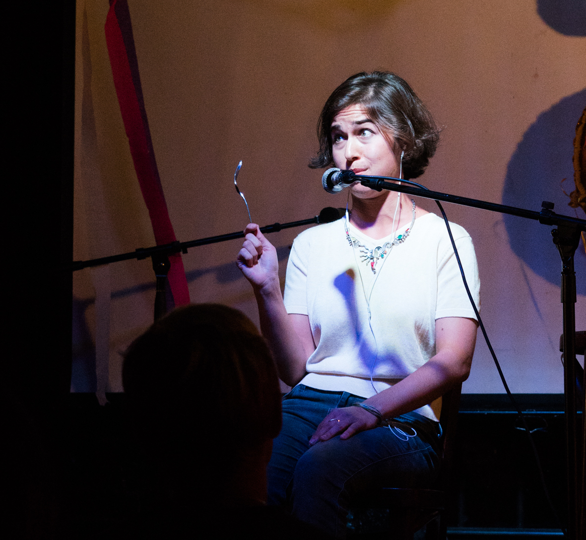 Xandra Clark performs an excerpt of Polylogues at Bizarre Bushwick for Undiscovered Countries in September 2017.