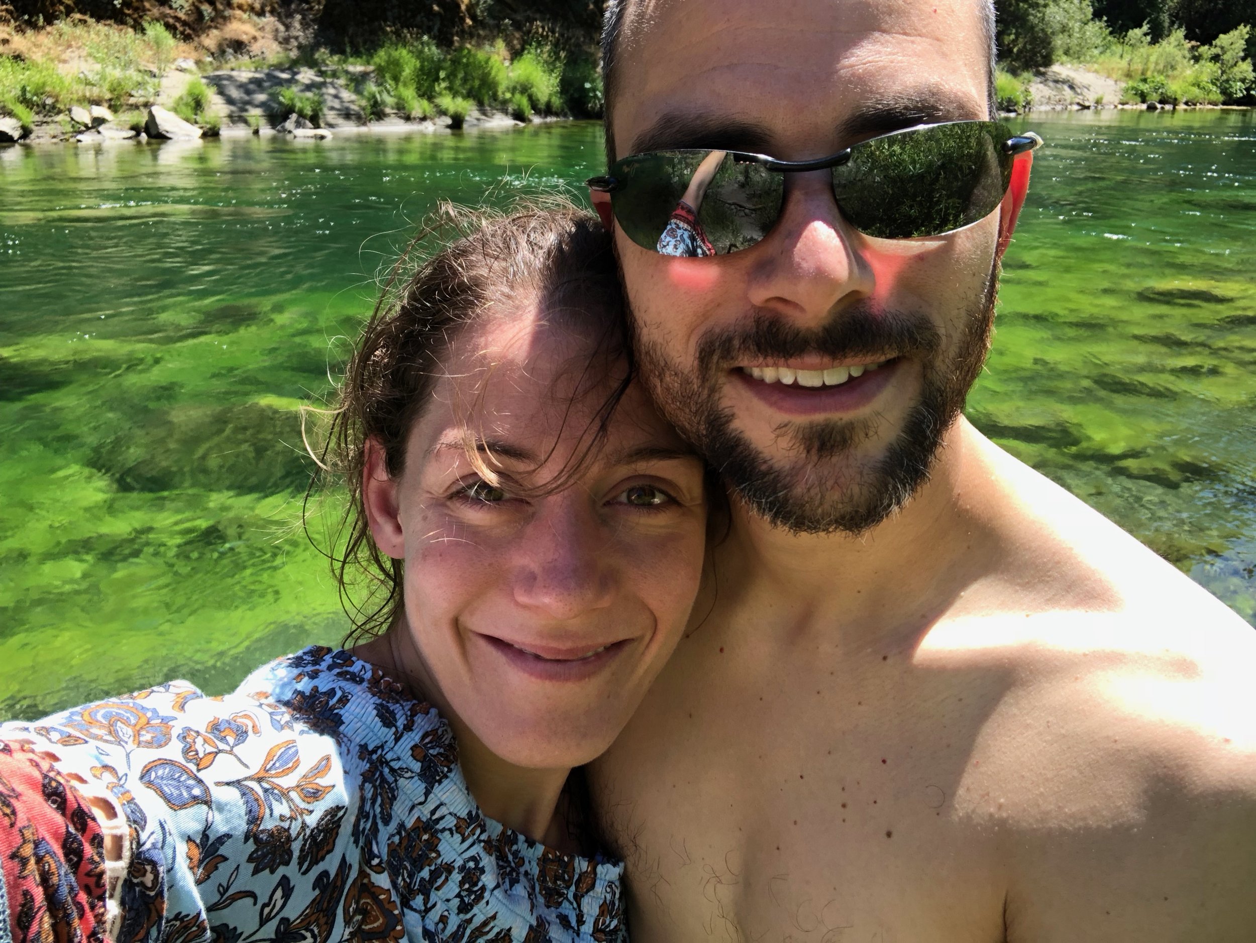 Bathing in a green river