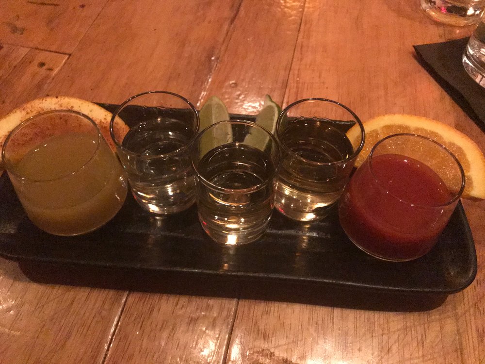 A reposado tequila tasting at Sazón in Santa Fe.