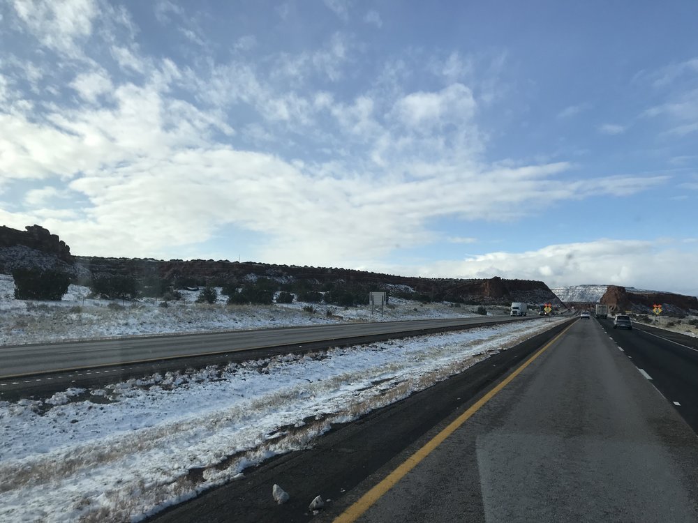  Traveling West toward Arizona on a snowy Route 40. 