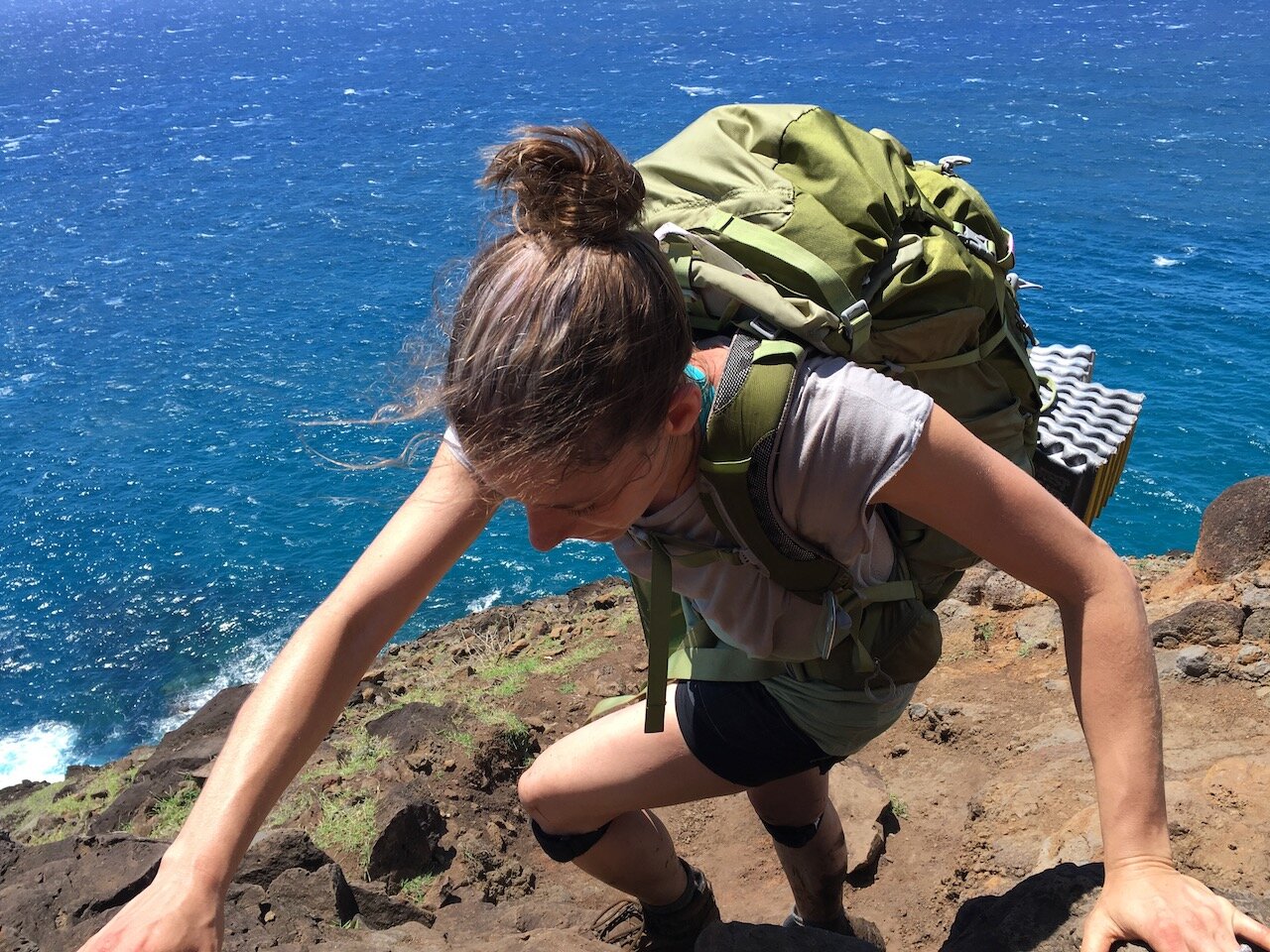   Ash hiking the Kalalau trail.  