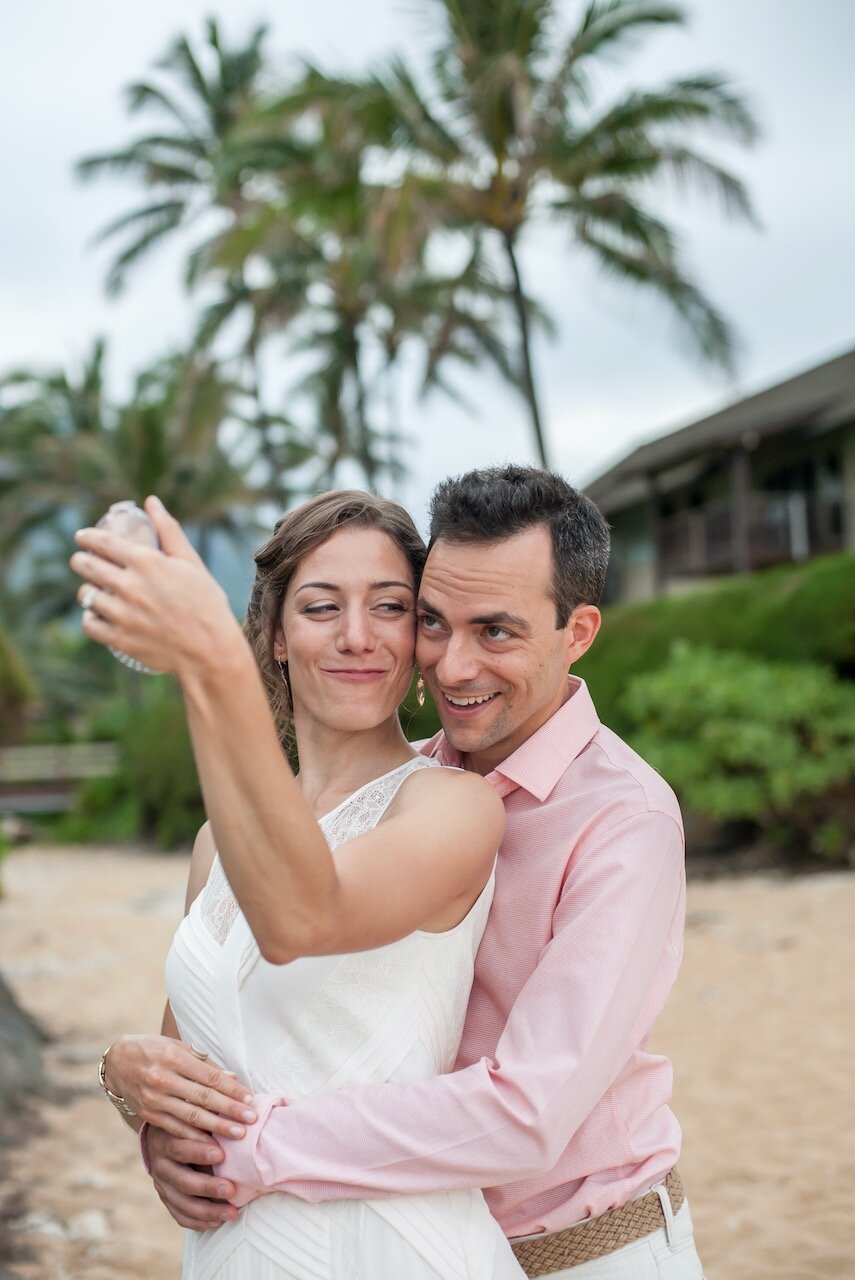    Final looks before exchanging vows. :) Hanalei Colony Resort, 5/18/14   