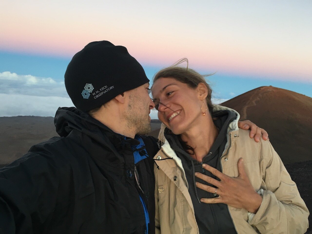   We returned to Hawaii in 2016 and celebrated our love by climbing Mauna Kea (13,800 feet above sea level) by car.  