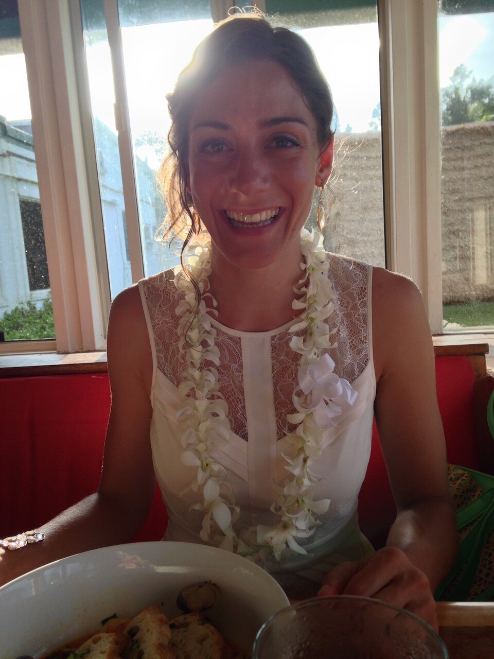    Look how happy Ashleigh is to be wed to Joe and to eat her seafood paella!   