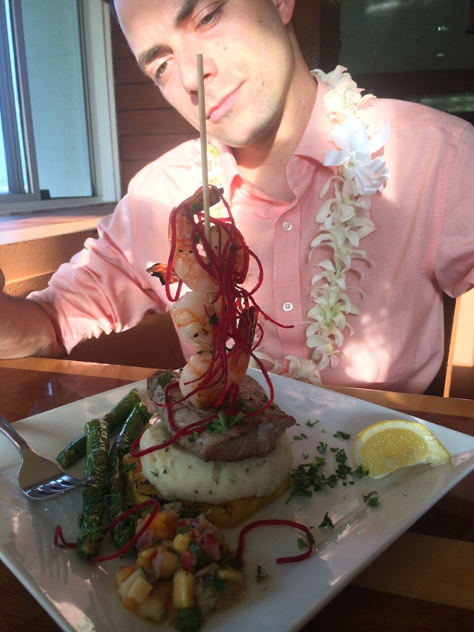    A stack of seafood! Opakapaka Grill and Bar.   