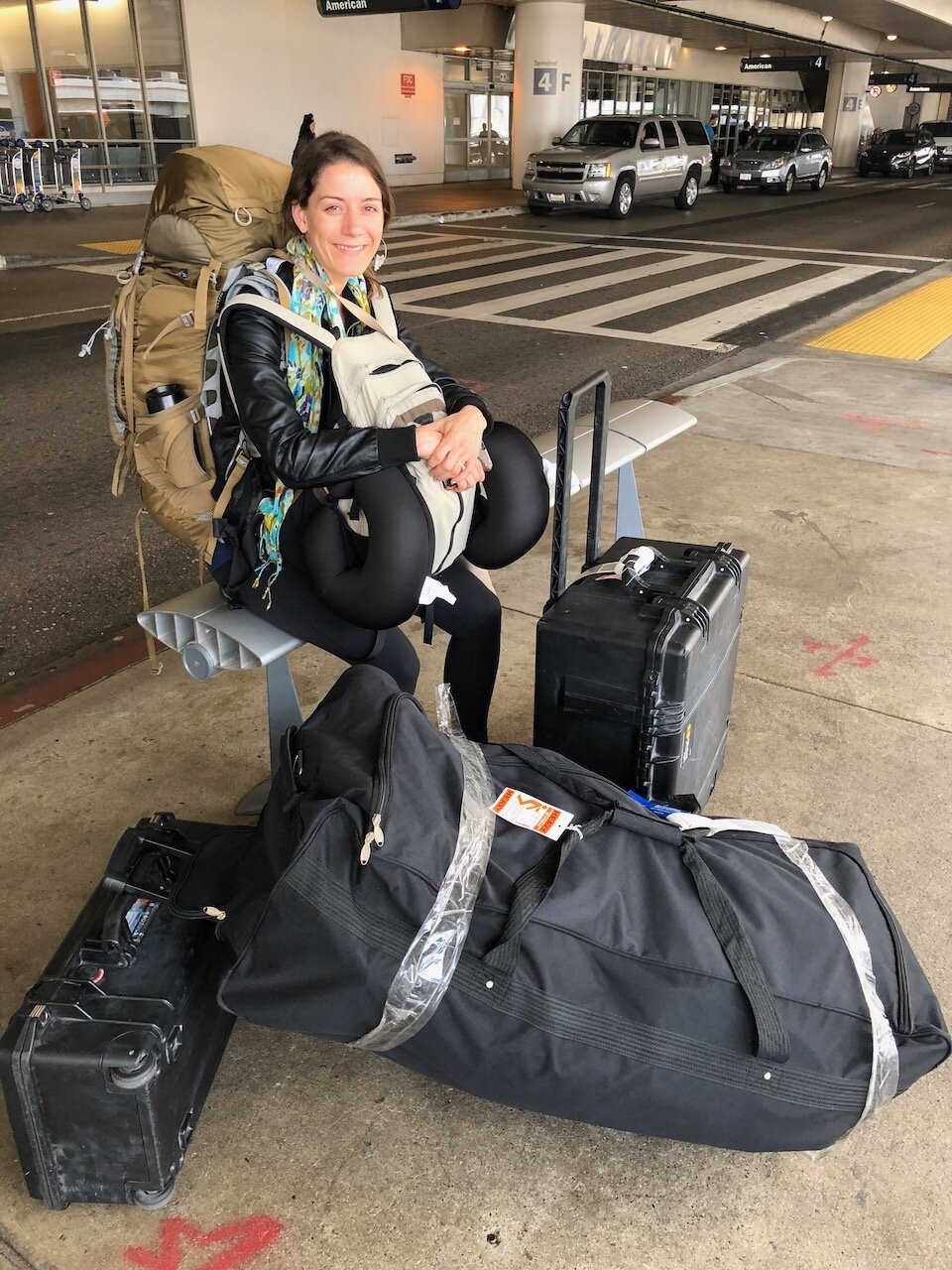  SO.MUCH.LUGGAGE (and excitement)! At LAX, ready to move into our RV. 5/20/18 