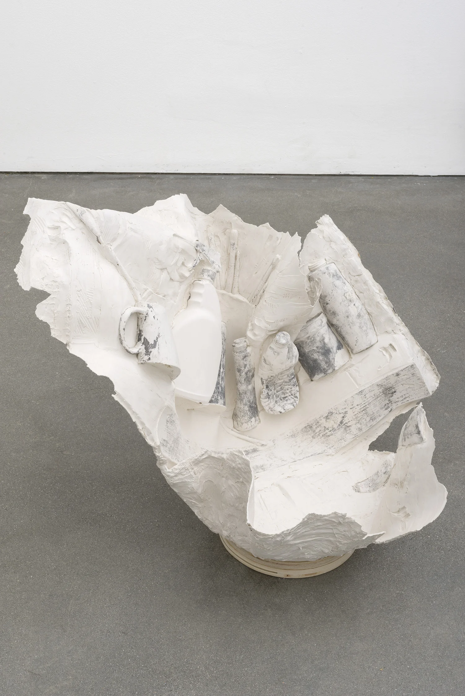Splashed , 2014 Gypsum cement, fiberglass cloth, wood 27 x 30 x 30 inches