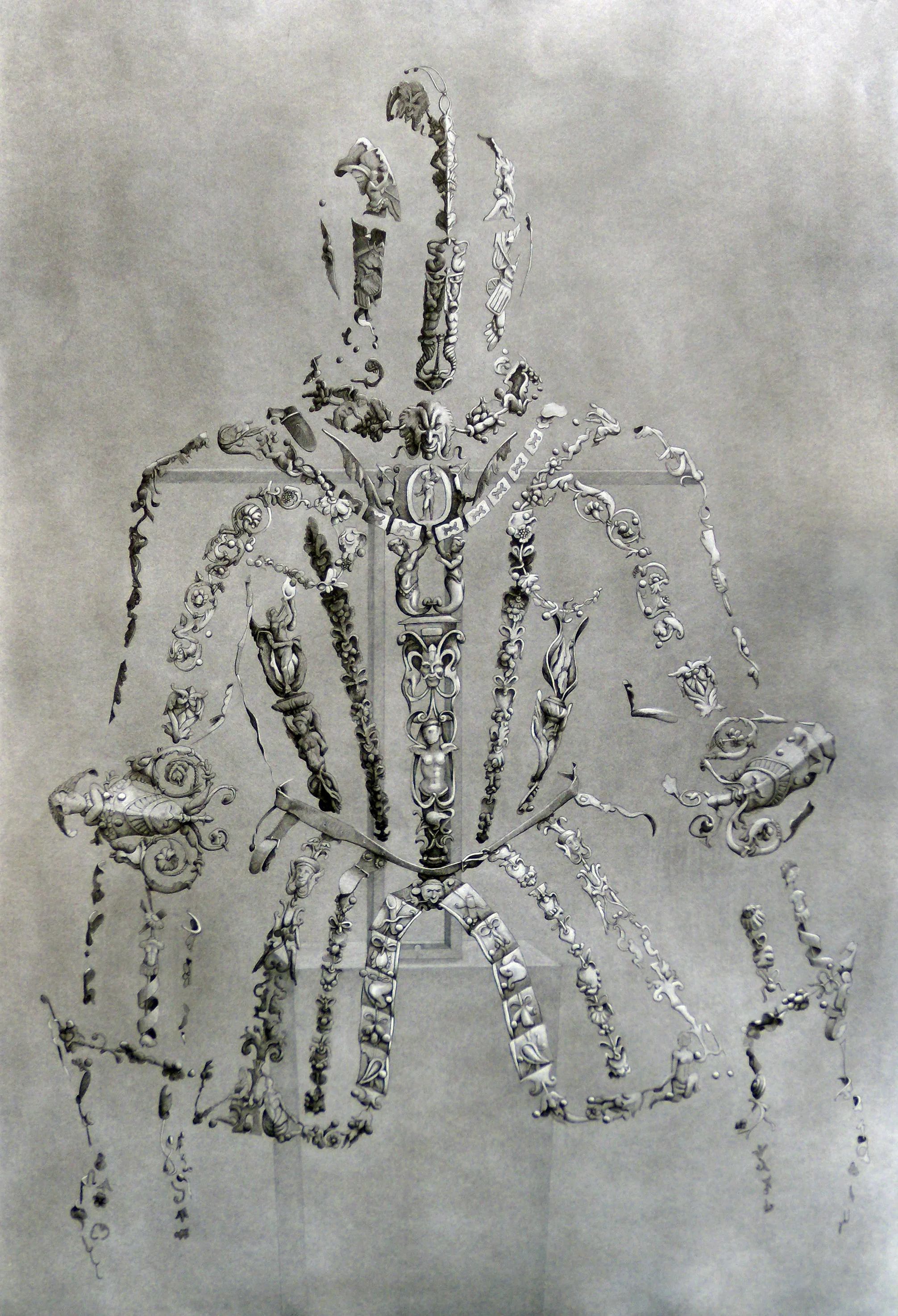 Display of Power , 2011 Charcoal and black pen on paper 44 x 30 inches