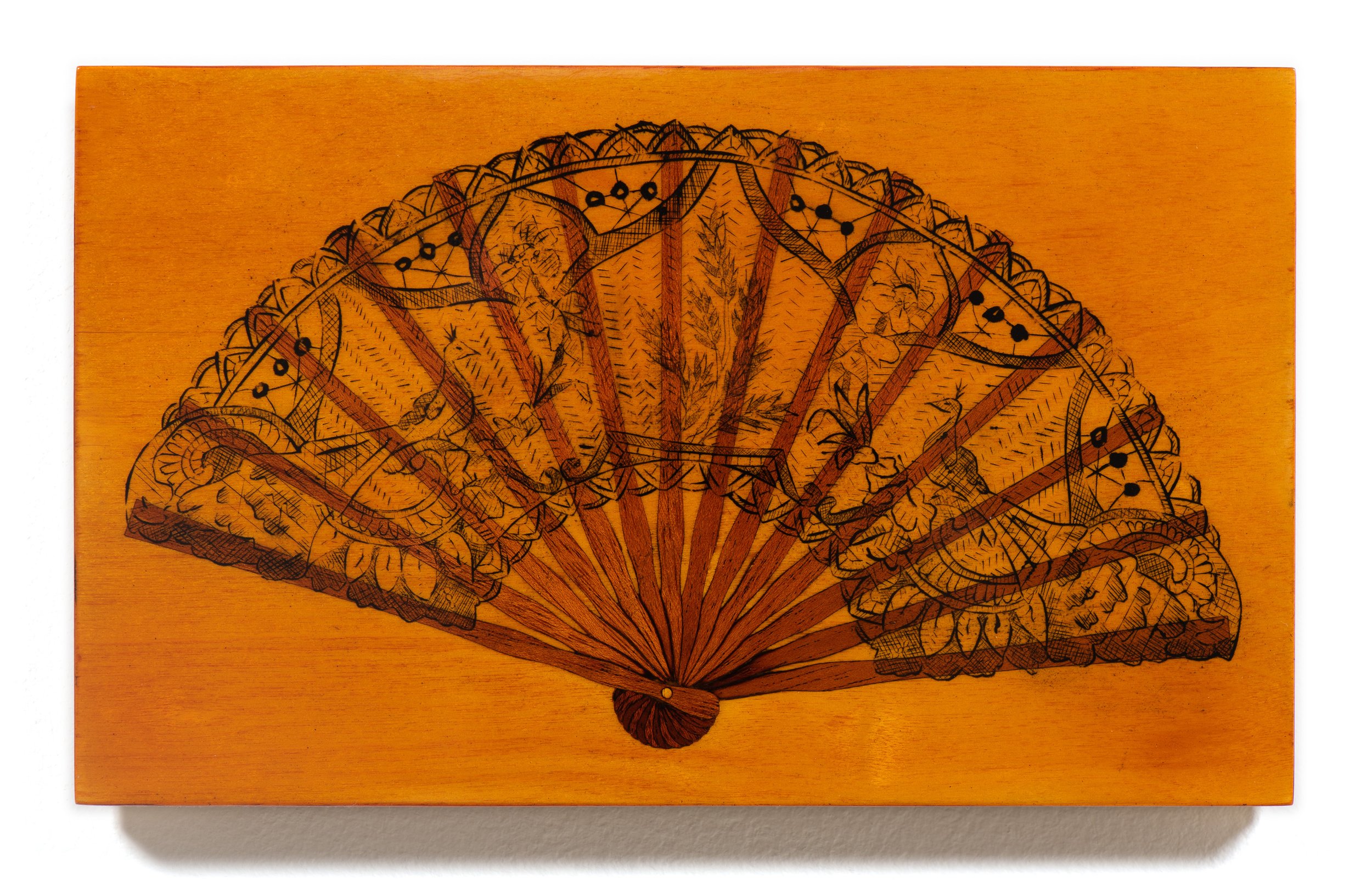   Chantilly Fan , 2021  Wood and shellac  5 x 8 1/4 x 1/2 inches 