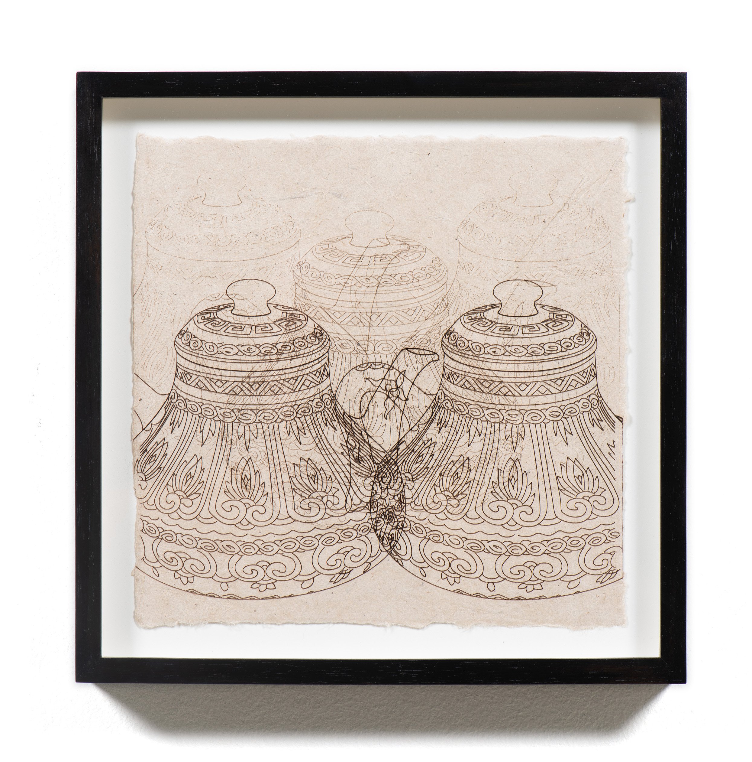   Teapots  , 2021 Paper  8 3/4 x 8 3/4 x 1 1/2 inches (framed) 