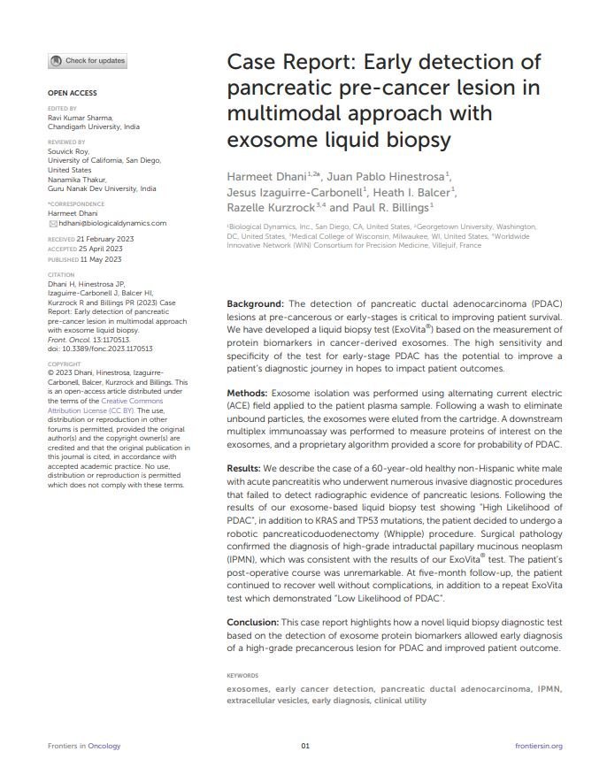 Case Report: Early detection of pancreatic pre-cancer lesion in multimodal approach with exosome liquid biopsy