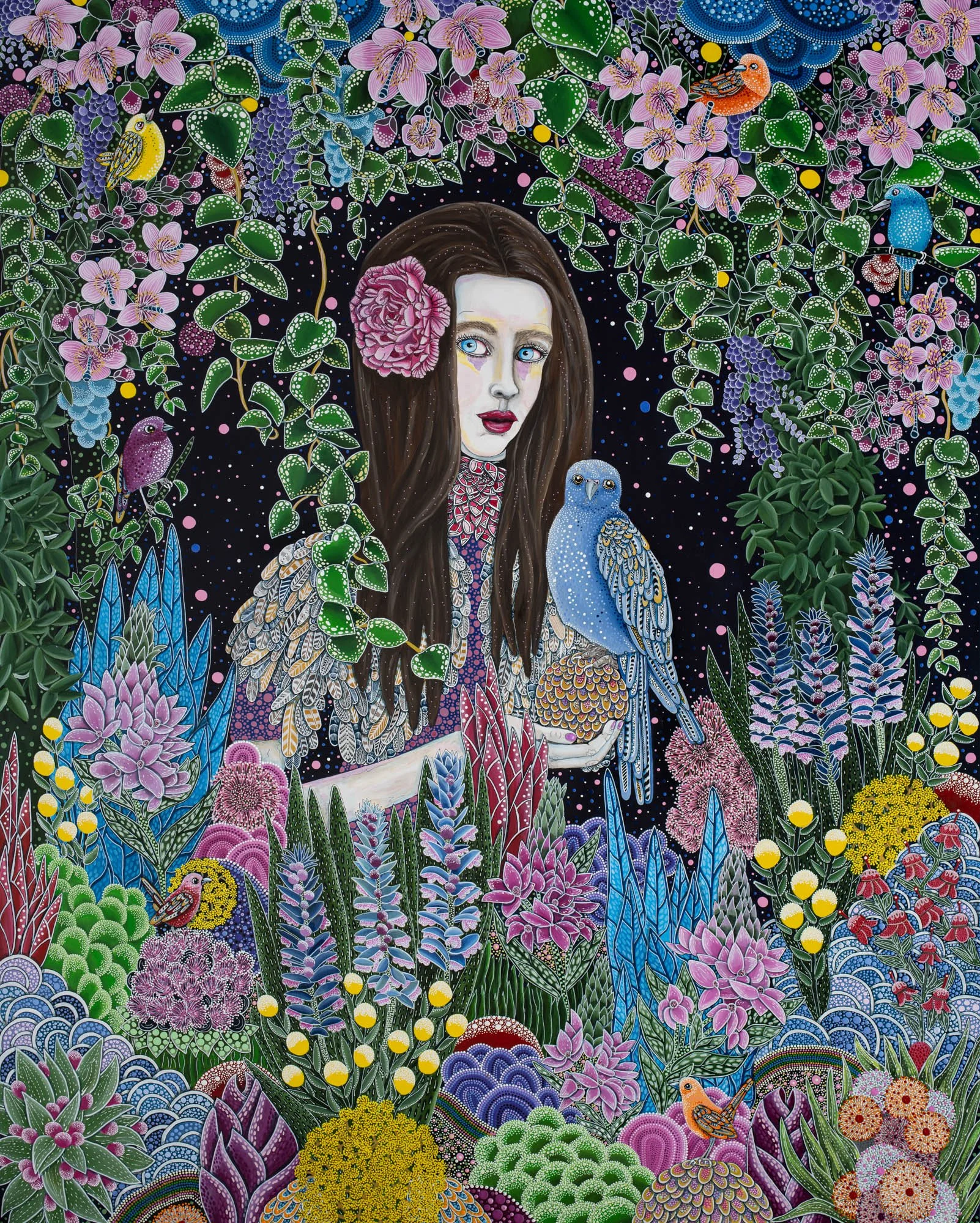 Earthly Delights -          mixed media on canvas
150 x 120 cm $15,000 AUD