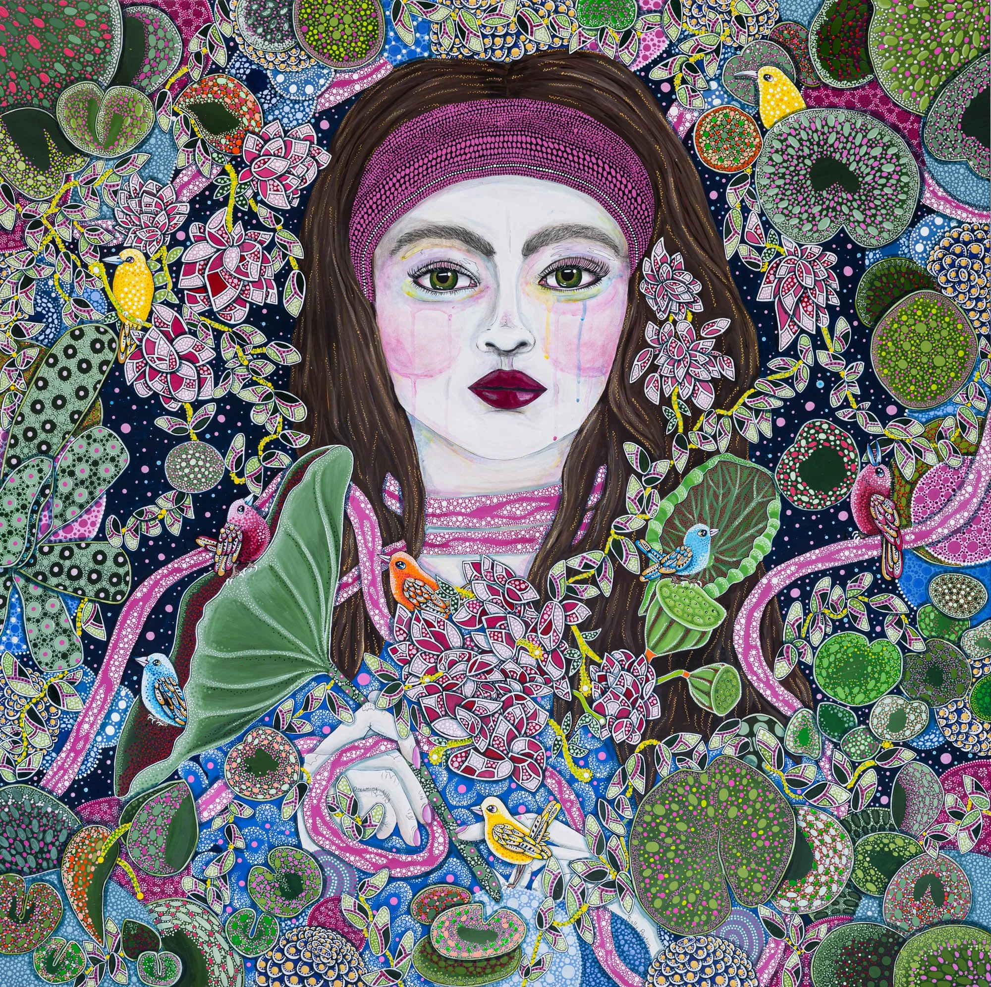 Dreaming Lily -         mixed media on canvas
110 x 110 cm $ 10,000 AUD 