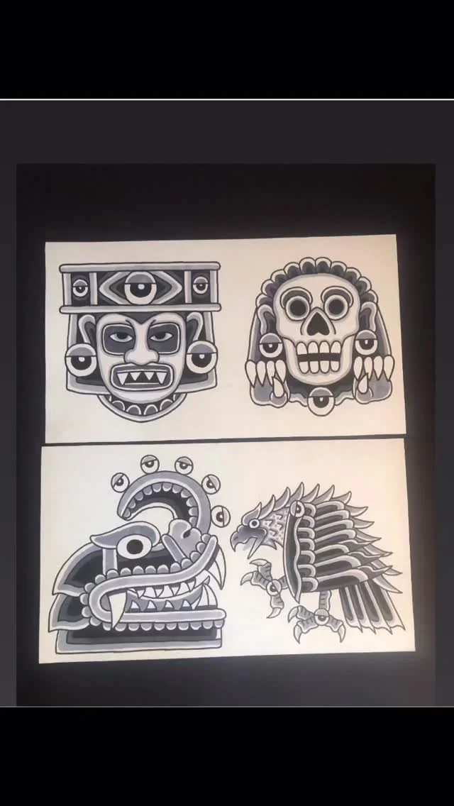 Summer offerings to the TAT-GODS!
•
Designs by Robert.
Available as Walk-ins or if you wanna skip the wait, DM him directly or book a consultation online by visiting;
WWW.SUPERFLYTATTOO.COM
•
#tattoo #aztec #aztecatattoo #mexica #sandiego #
