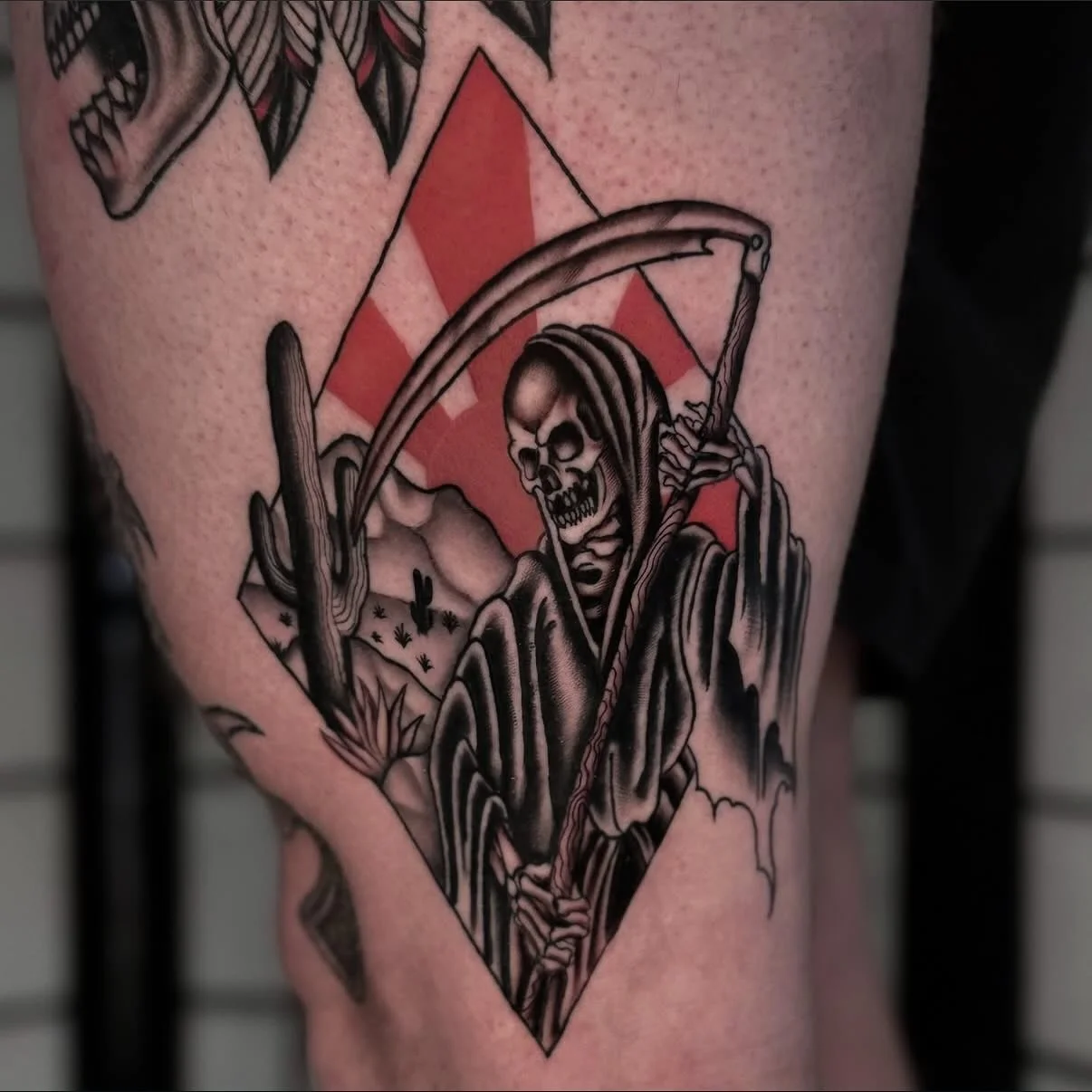 Reaper by Julian.
Walk-ins welcome all weekend!
•
Don’t know what you want?
We got you! Ask to see Julians book of ready to tattoo designs, and don’t forget we have a wall full of flash to inspire you.
•
Free Consultations