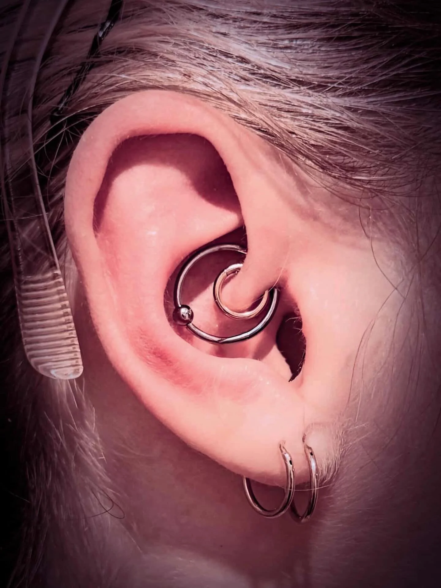 Double Daith? Challenge accepted. 
&bull;
@sirpuck84 is beyond skilled at his Job. 
Set up a consultation and curate your piercing experience. 
All challenges accepted. The only limitation is your imagination.
&bull;
Walk-ins always welcome 
Thursday
