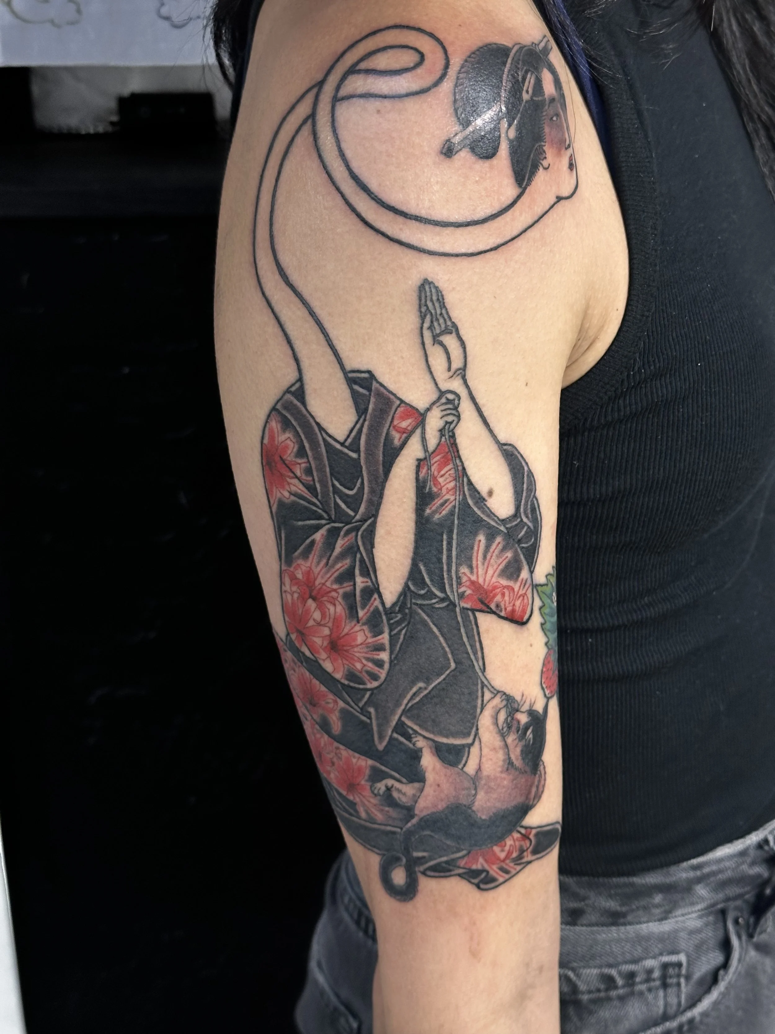Japanese ghost irezumi half sleeve tattoo by Dominic Vasquez at Superfly Tattoo in San Diego, California