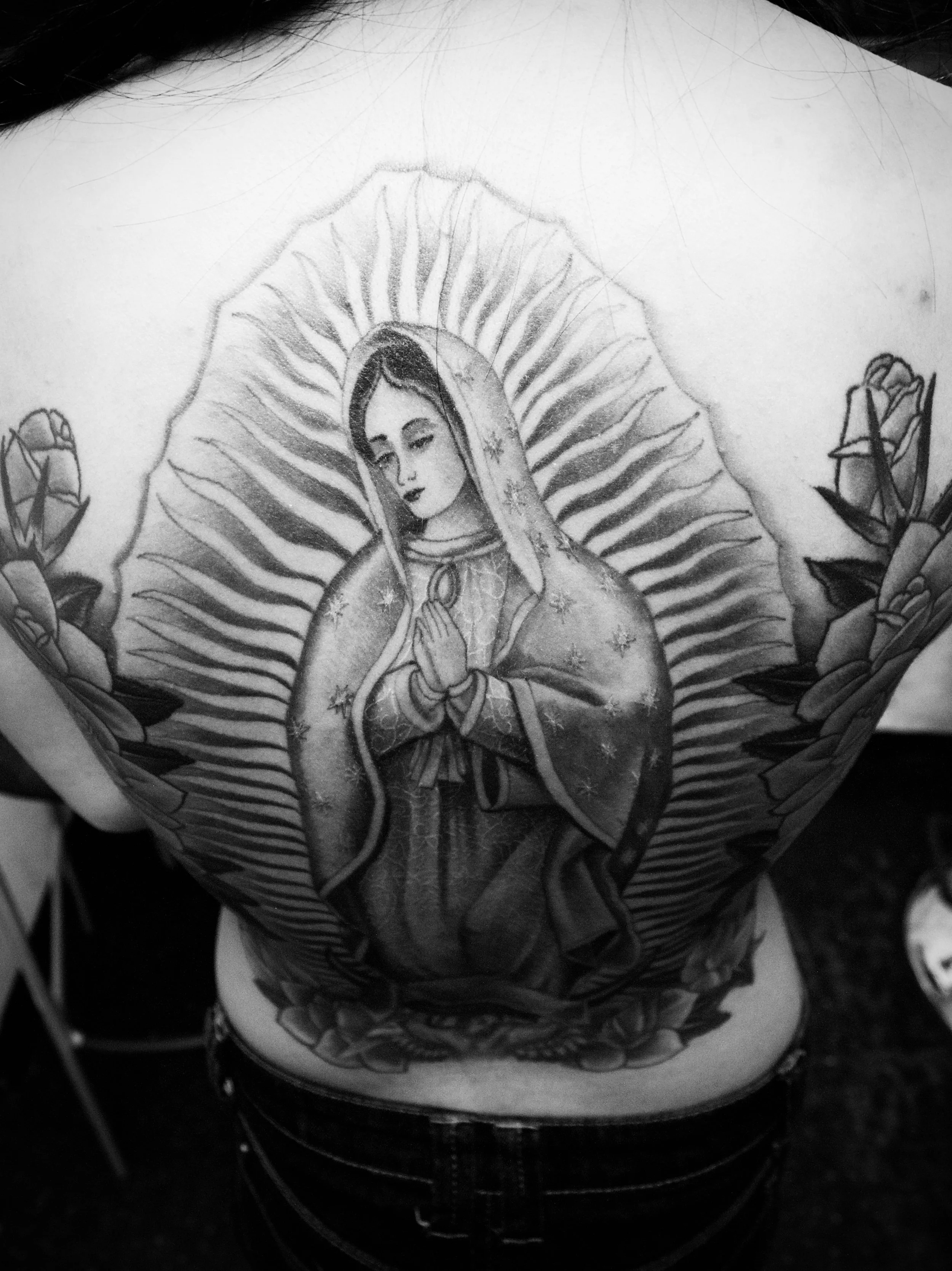 Black and Grey Chicano tattoo by Dominic Vasquez at Superfly Tattoo in San Diego, California
