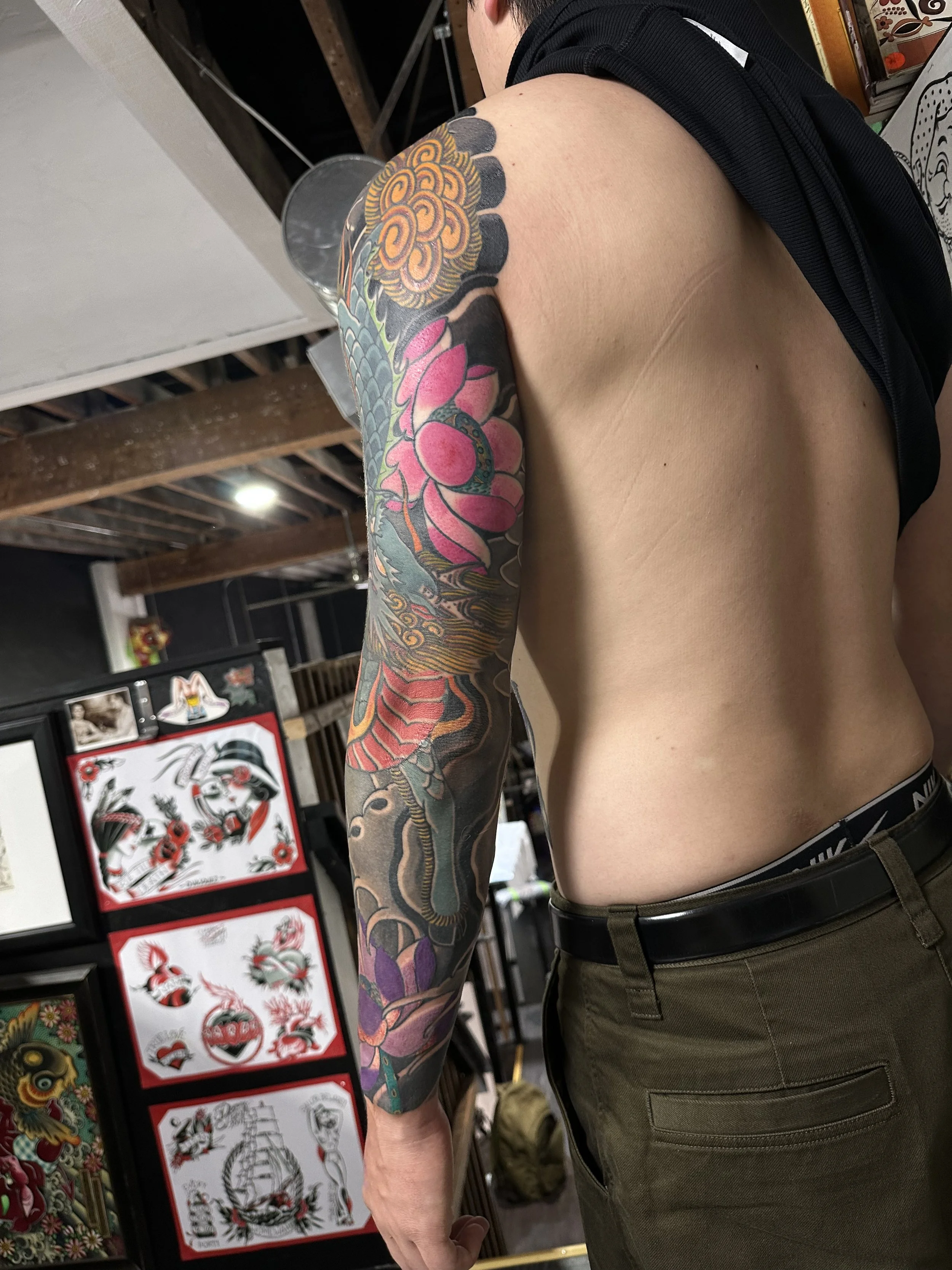 Japanese irezumi kirin sleeve tattoo by Dominic Vasquez at Superfly Tattoo in San Diego, California