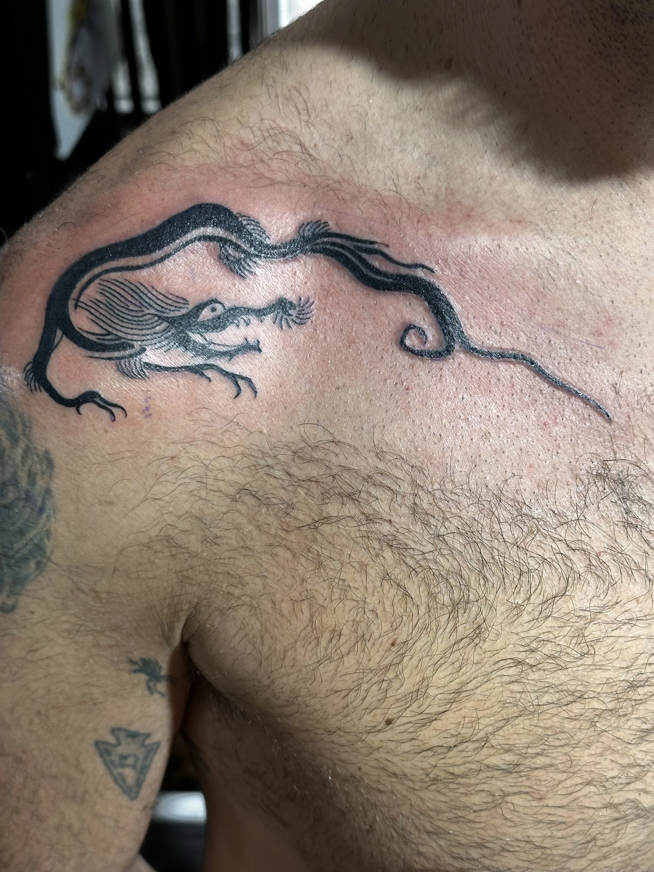 japanese irezumi tribal dragon tattoo by Dominic Vasquez at Superfly Tattoo in San Diego, California