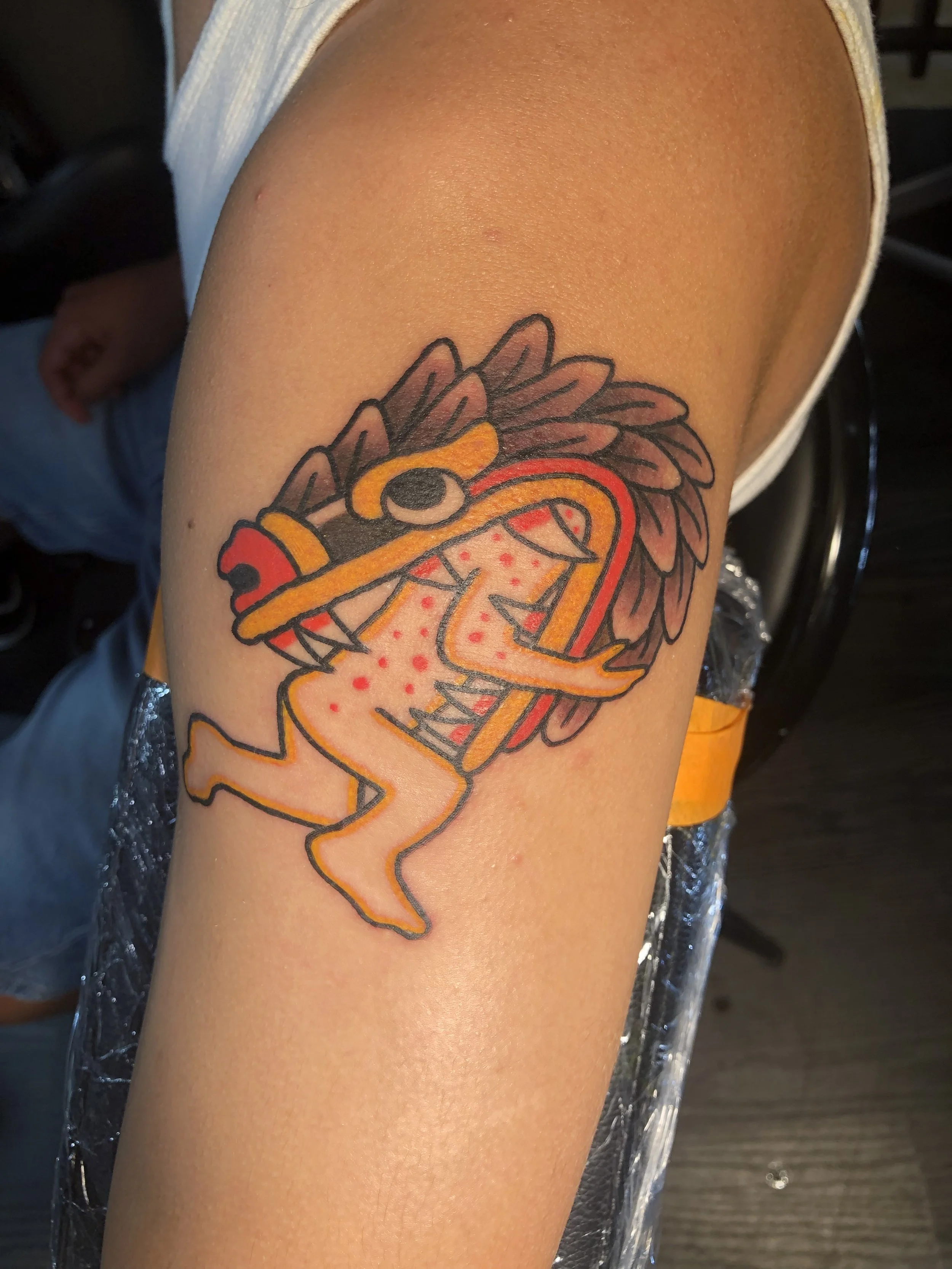 mexica aztec tattoo  by robert nava at Superfly Tattoo in San Diego, California