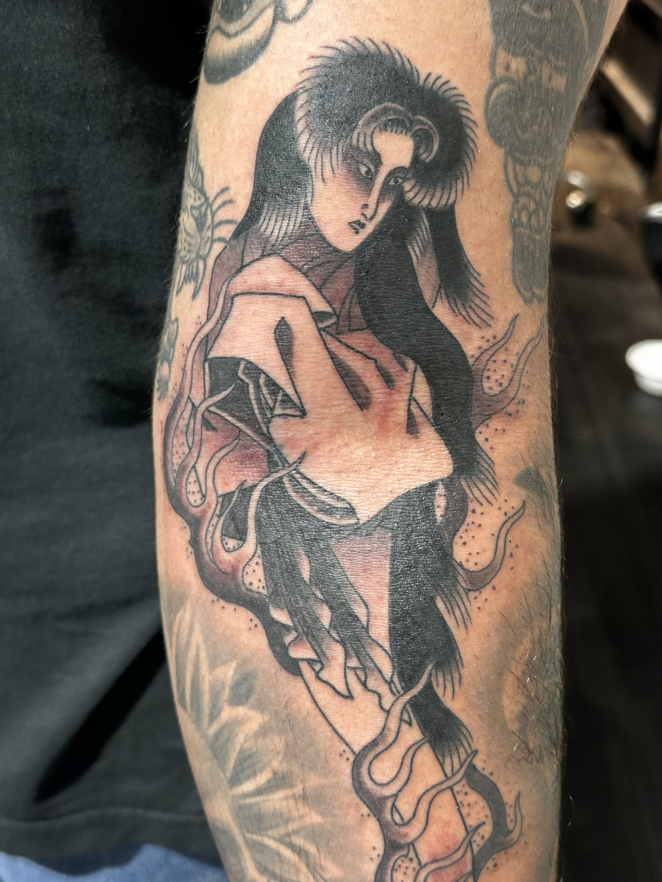 Japanese irezumi ghost tattoo by Dominic Vasquez at Superfly Tattoo in San Diego, California