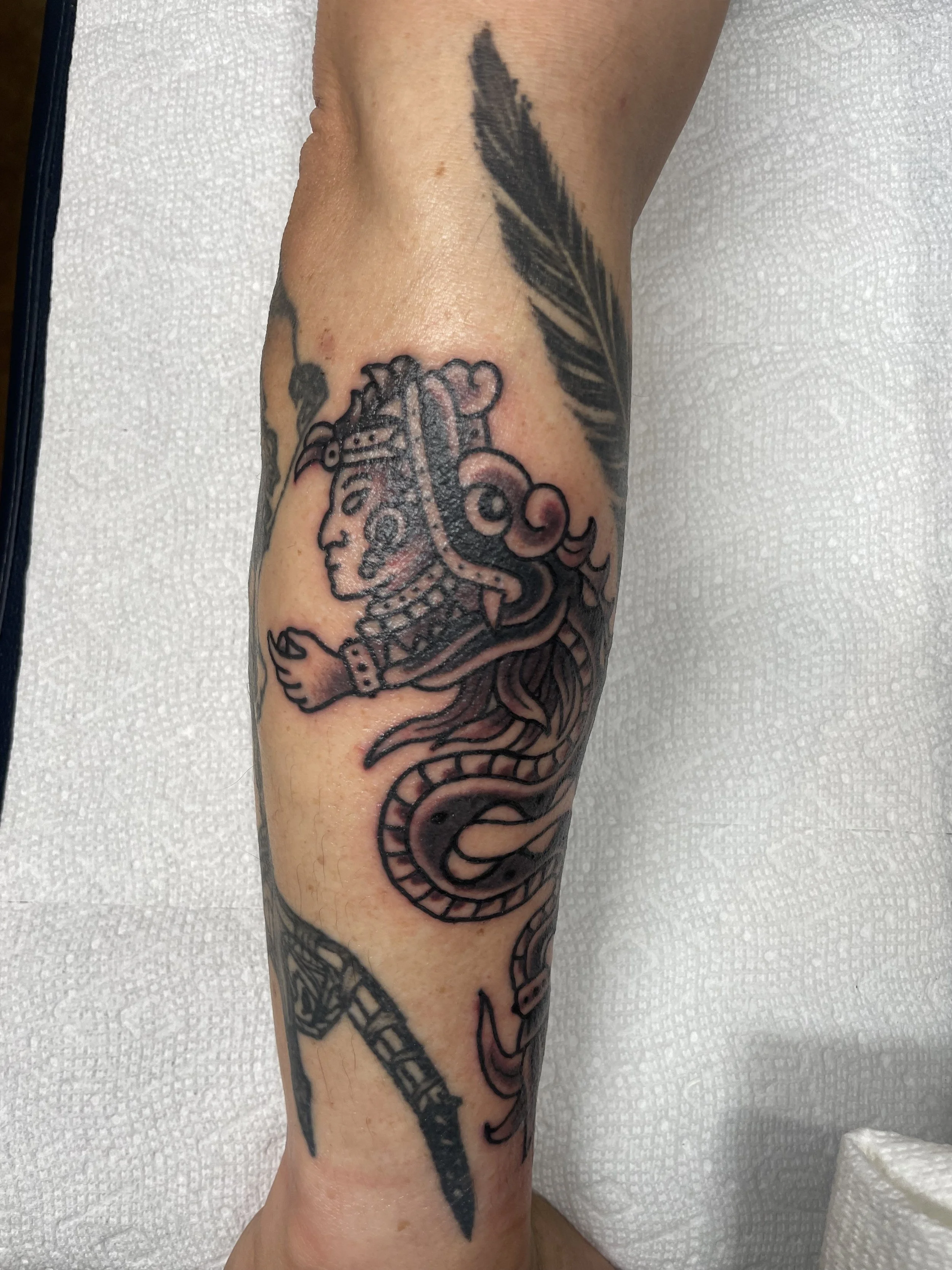mexica aztec tattoo by robert nava at Superfly Tattoo in San Diego, California